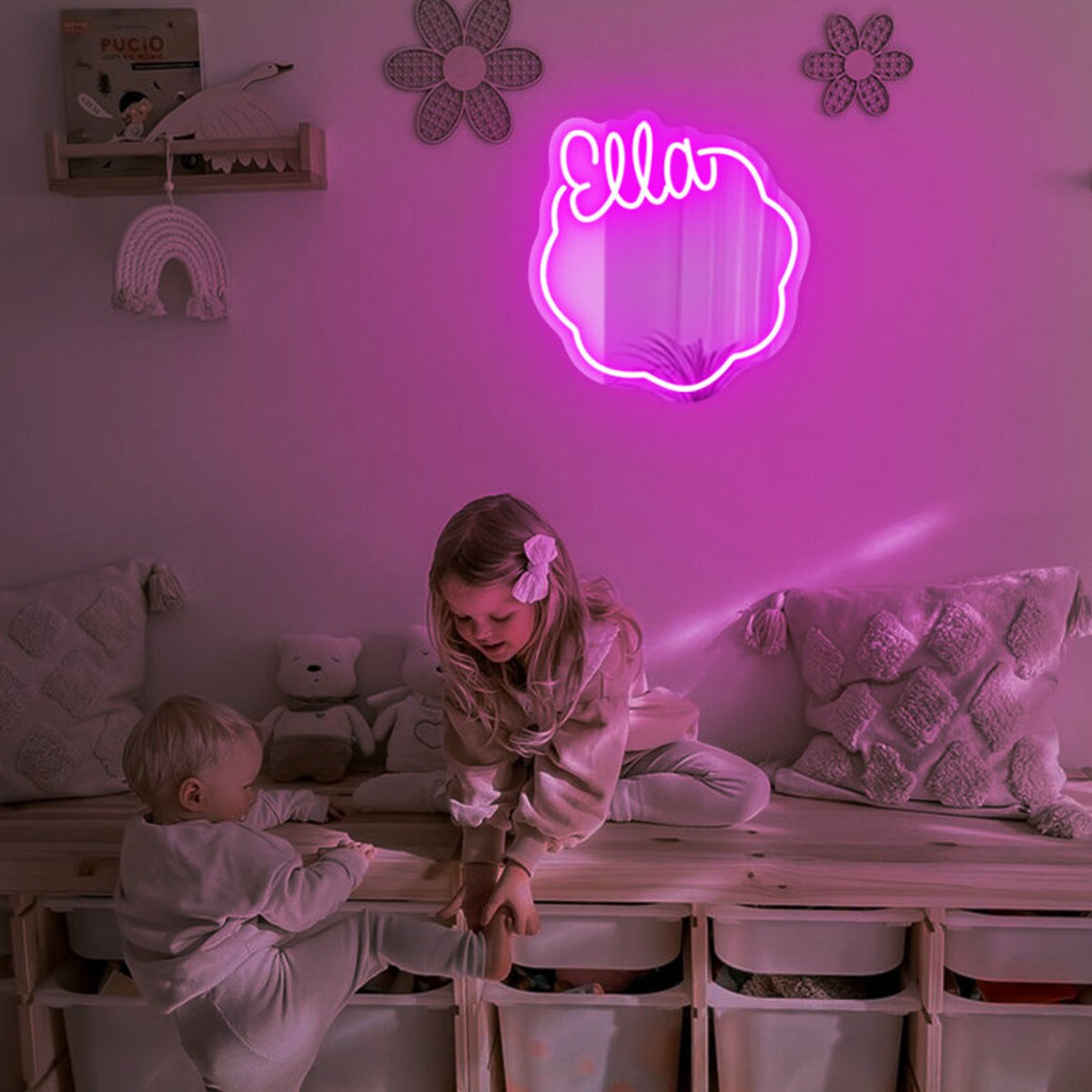 Luce al neon per specchio con nome NEONIP personalizzata, fatta a mano al 100%, per camera da letto