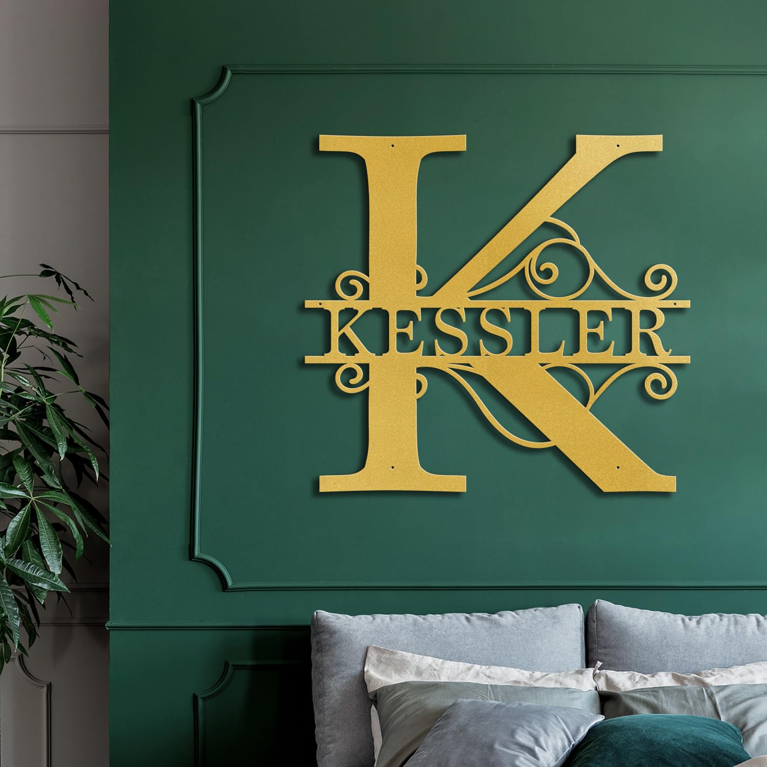 Personalized Metal Signs Family Name Sign Metal Wall Art Split Letter Monogram Wall Decor