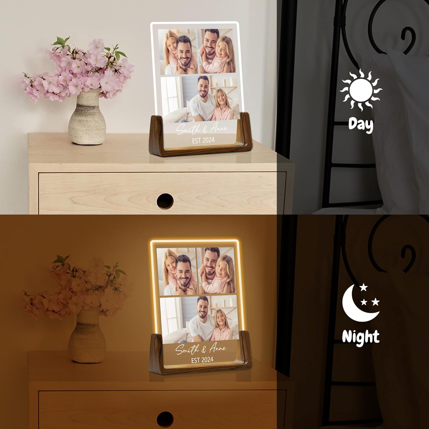 Regalo personalizzato per la festa del papà per papà Luce notturna personalizzata con placca acrilica con foto 