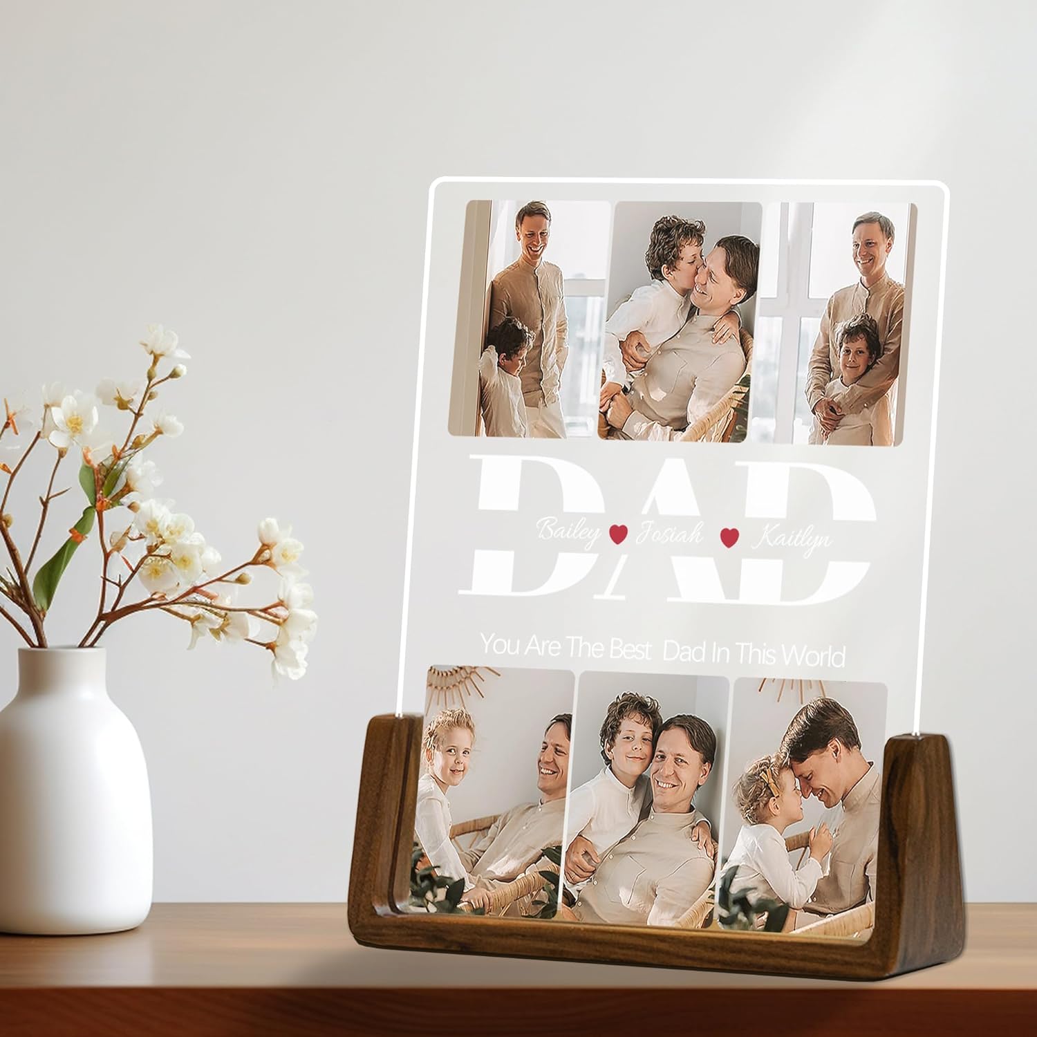 Custom Photo Acrylic Plaque Father's Day Gift Personalized Night Light for Dad