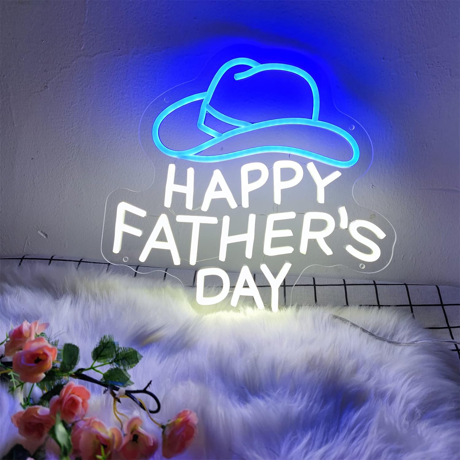 Insegna al neon per la festa del papà felice per la decorazione della parete Insegne al neon regalo del papà per lo sfondo 