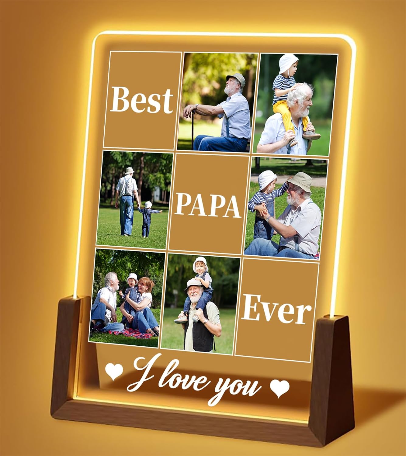 Custom Best Papa Ever Photo Acrylic Plaque Father's Day Gift Personalized Night Light for Papa