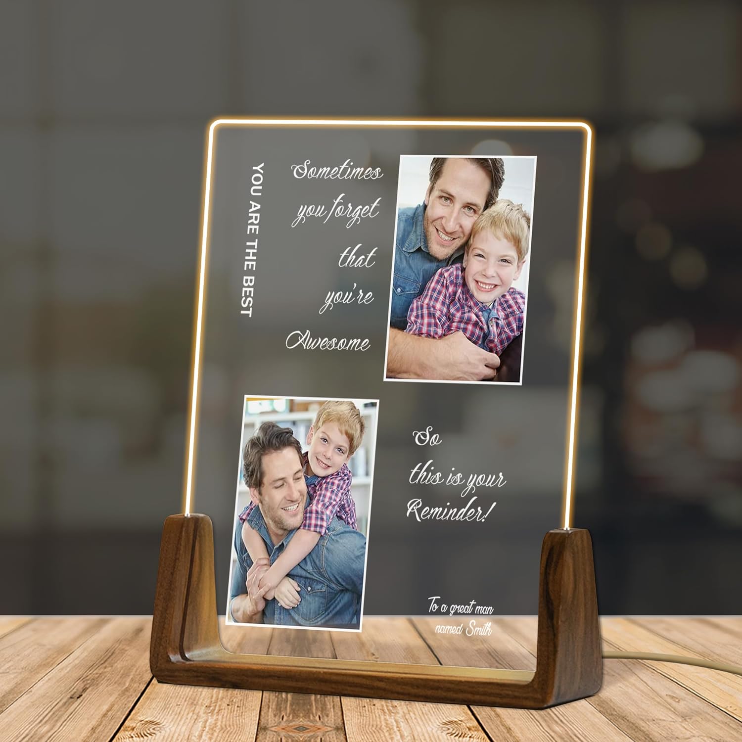Personalized Father's Day Gift for Dad Photo Acrylic Plaque Custom Night Light