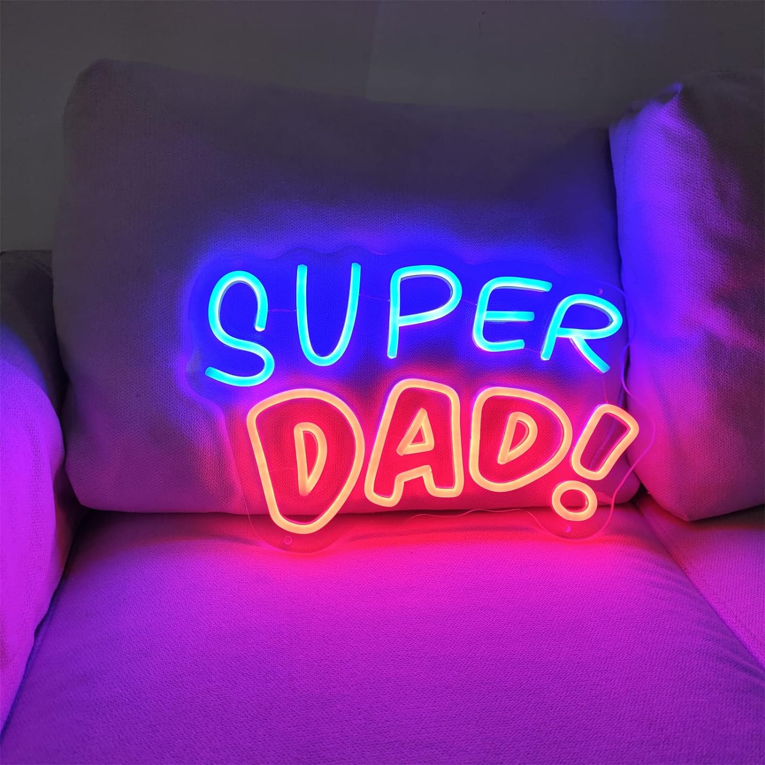 Super papà! Insegna al neon per il regalo del papà Insegne al neon per la decorazione domestica 