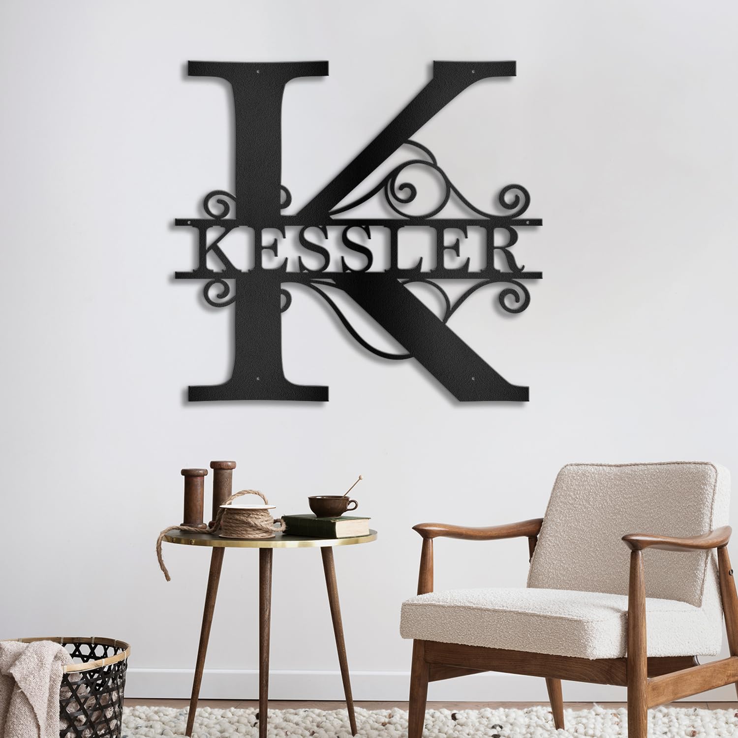 Personalized Metal Signs Family Name Sign Metal Wall Art Split Letter Monogram Wall Decor