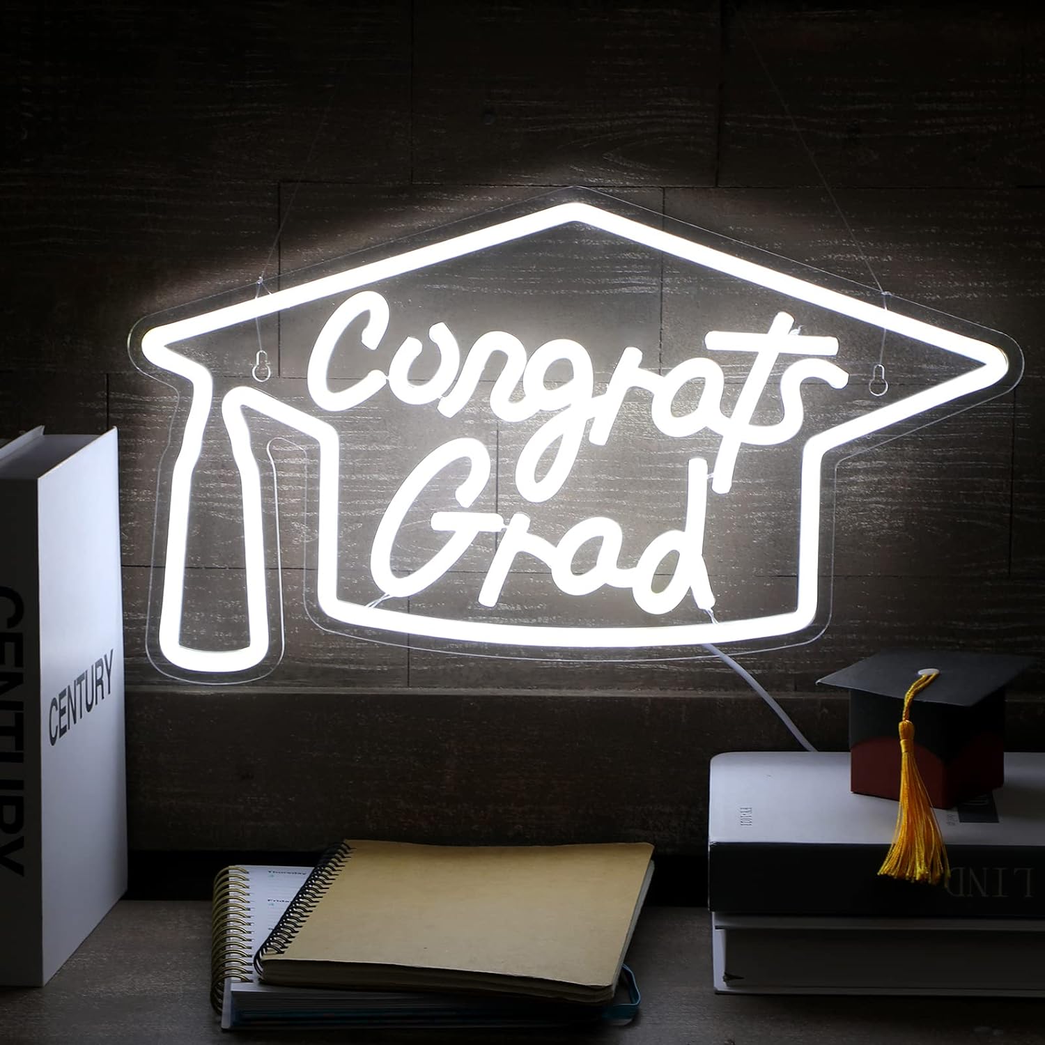 Congrats Grad Neon Sign Lighted Wall Art Decoration Congrats LED Neon Light