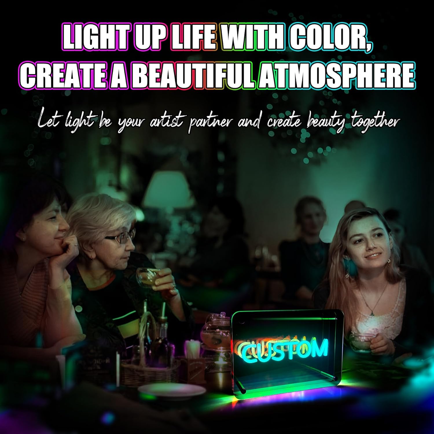 Insegne al neon con luce a specchio Infinity personalizzate con icone colorate del controller di visione a mille strati