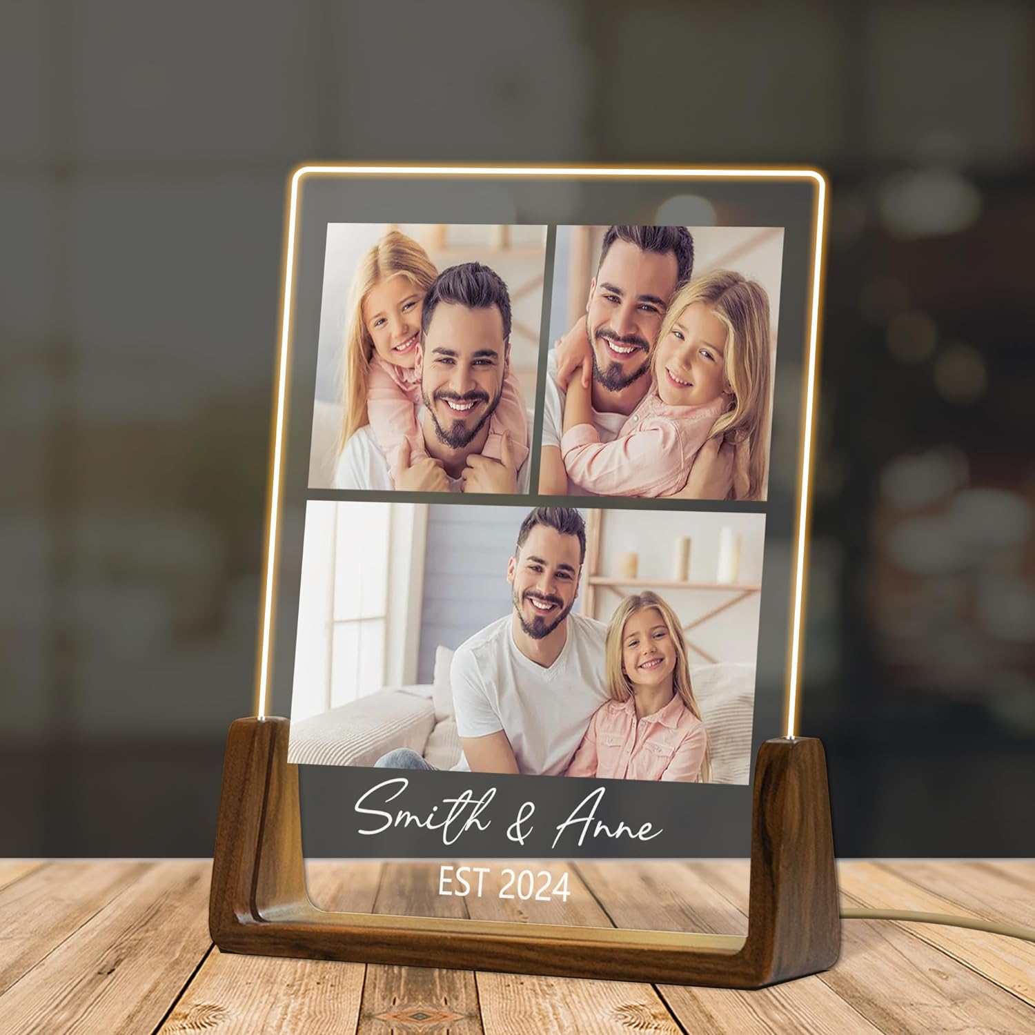 Custom Father's Day Gift for Dad Photo Acrylic Plaque Personalized Night Light