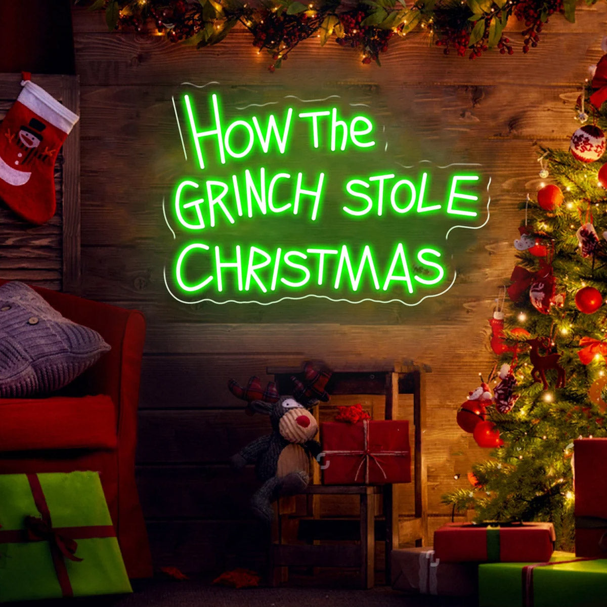 NEONIP-100% Handmade How The Grinch Stole Christmas Neon Sign Party Decoration