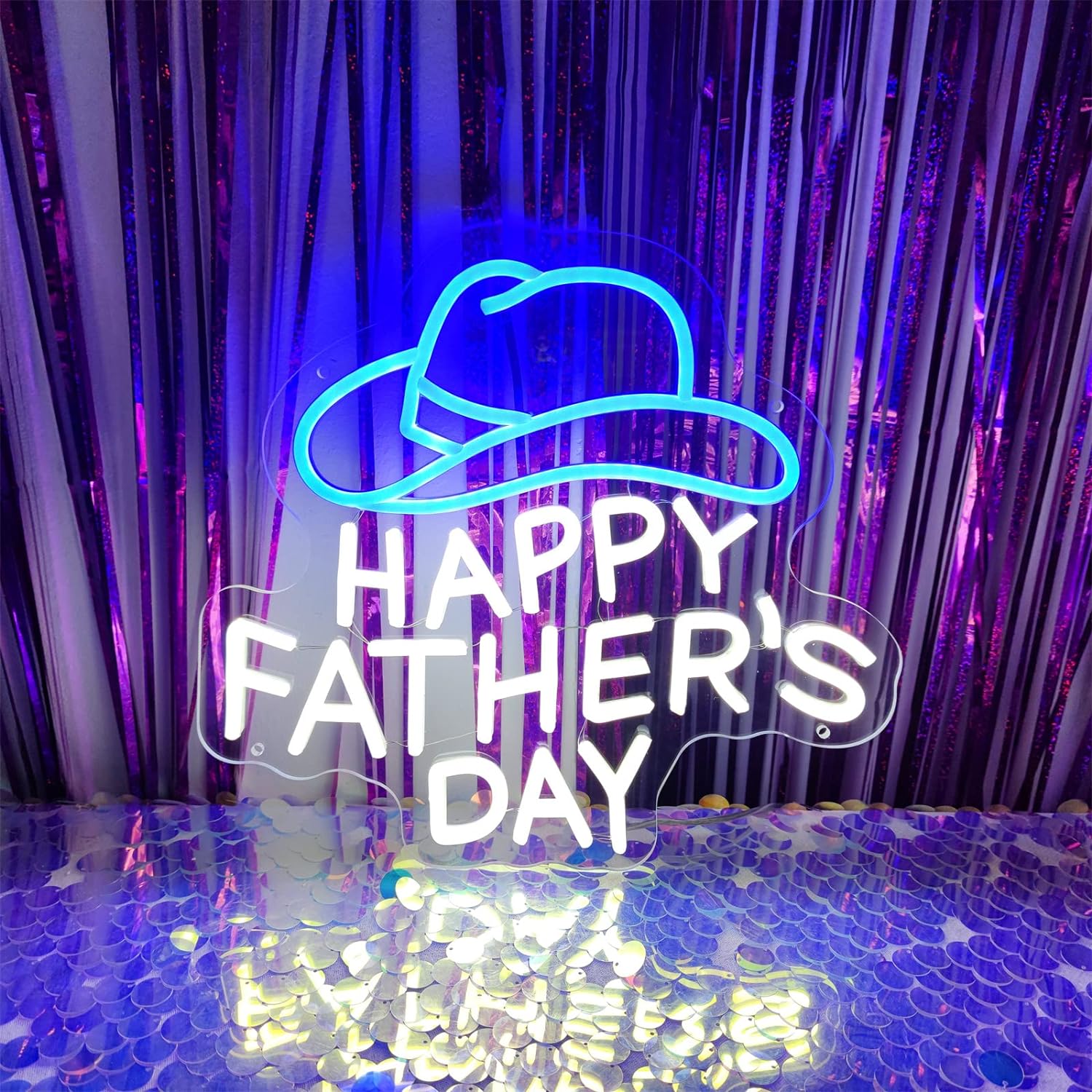 Insegna al neon per la festa del papà felice per la decorazione della parete Insegne al neon regalo del papà per lo sfondo 