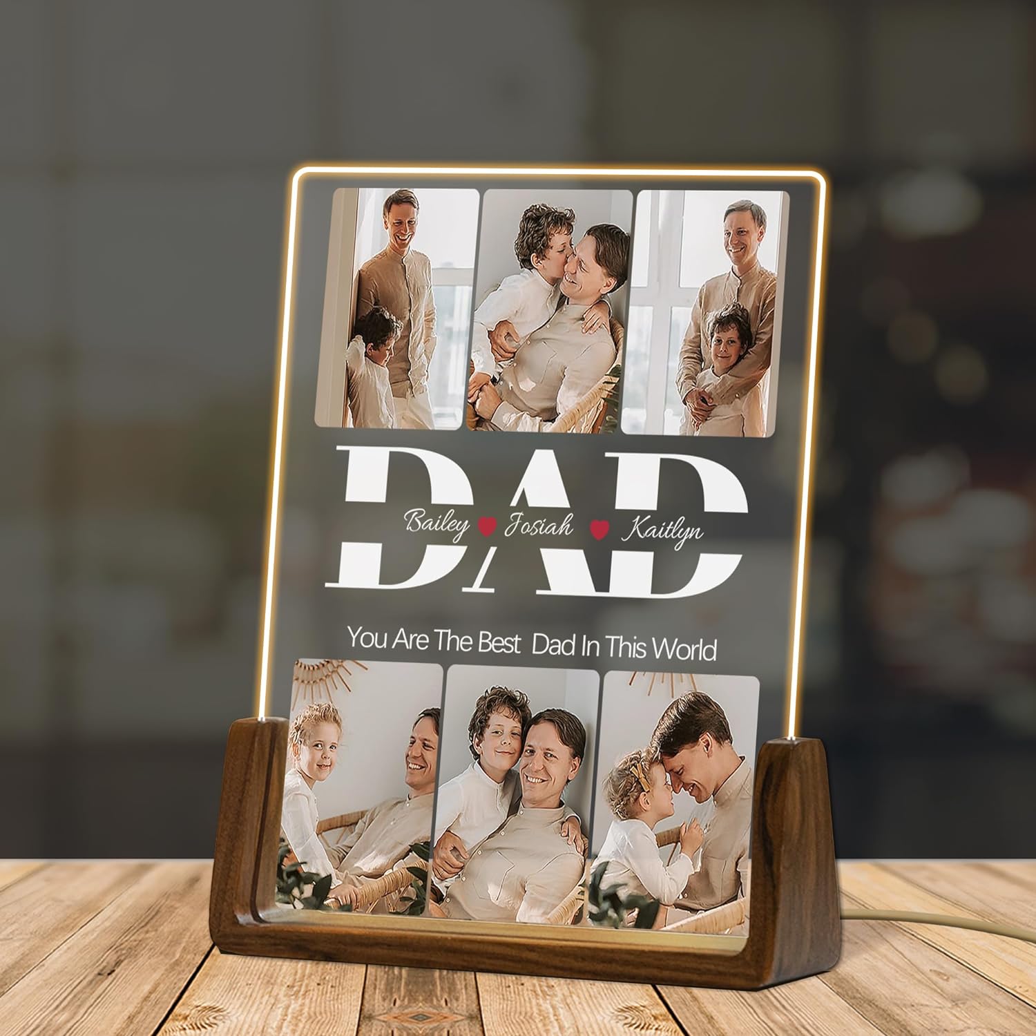 Custom Photo Acrylic Plaque Father's Day Gift Personalized Night Light for Dad