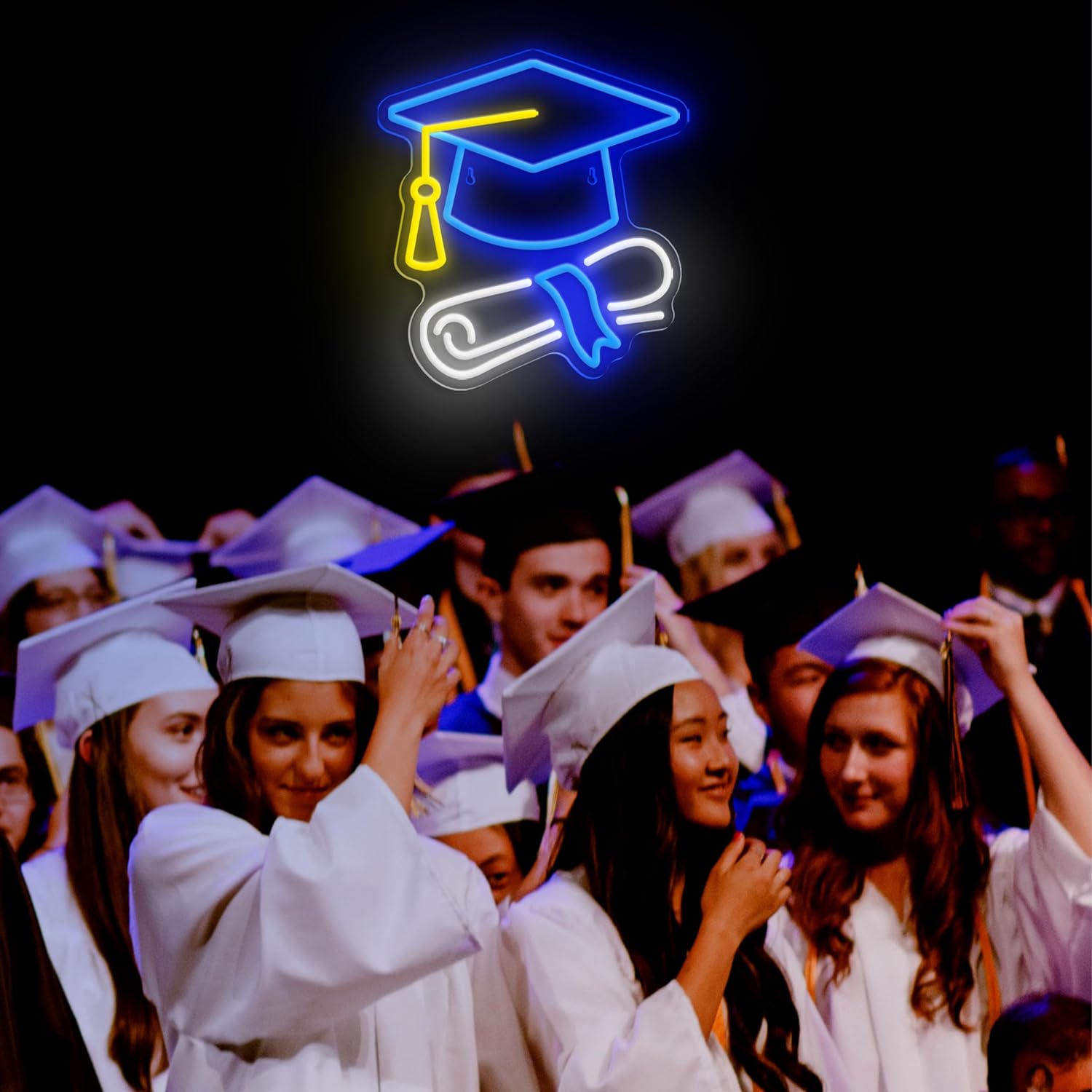 Congrats Grad Cap Neon Sign Dimmable Grad Hat Led Neon Light