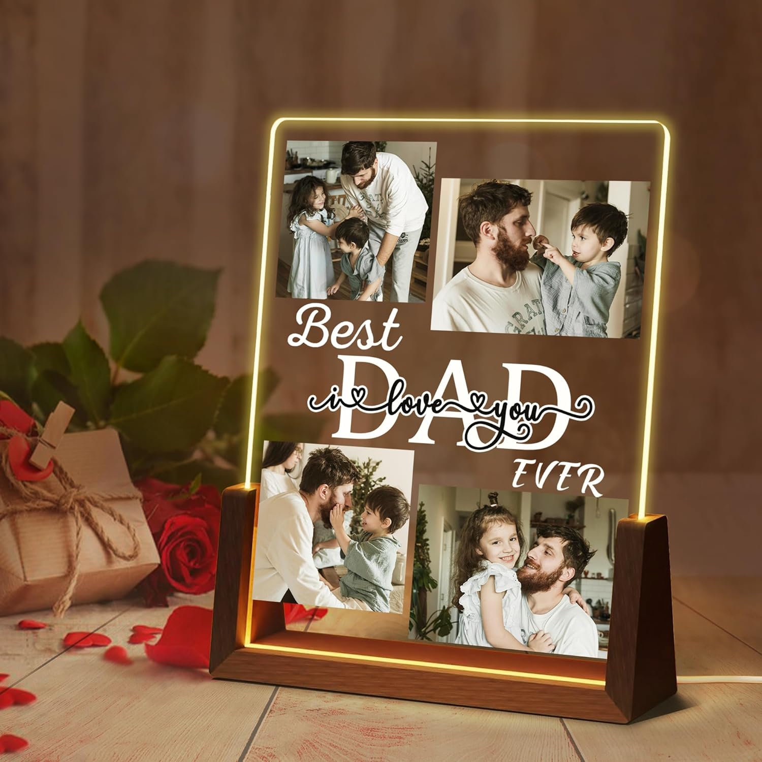 Personalized Father's Day Gifts Custom LED Acrylic Night Lights with Picture Text Gifts for Dad