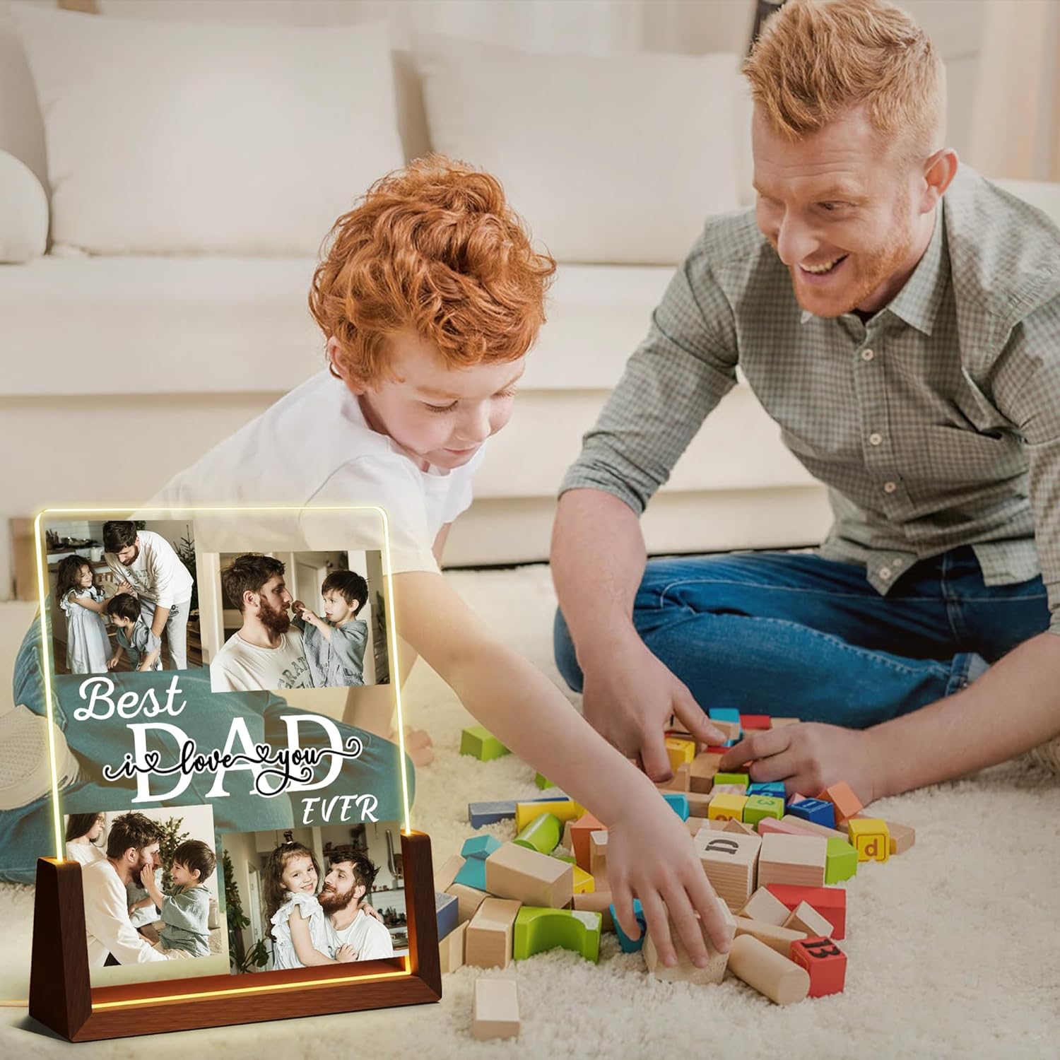 Personalized Father's Day Gifts Custom LED Acrylic Night Lights with Picture Text Gifts for Dad