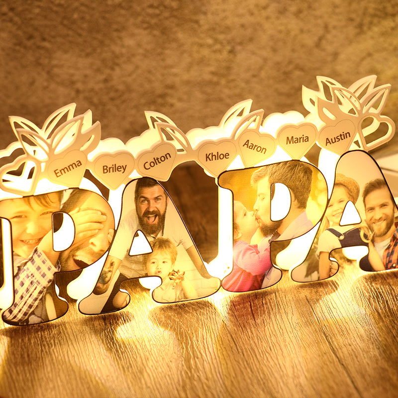 Personalized PAPA Name Lamp For Dad Custom Father's Day Gift