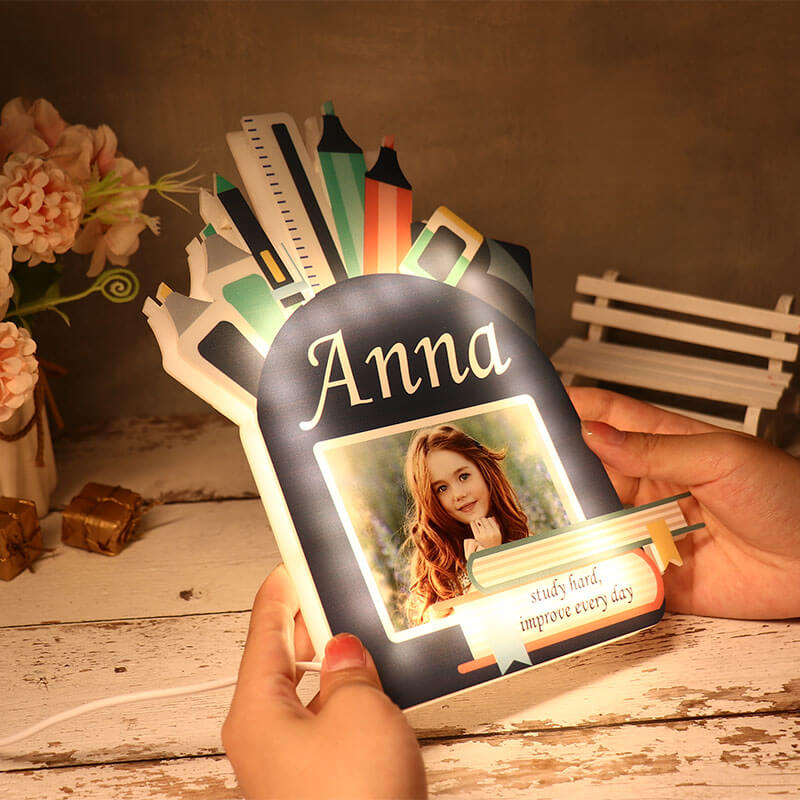 Custom Photo Pen Holder Acrylic Light Gift For Kids Children's Day Gift