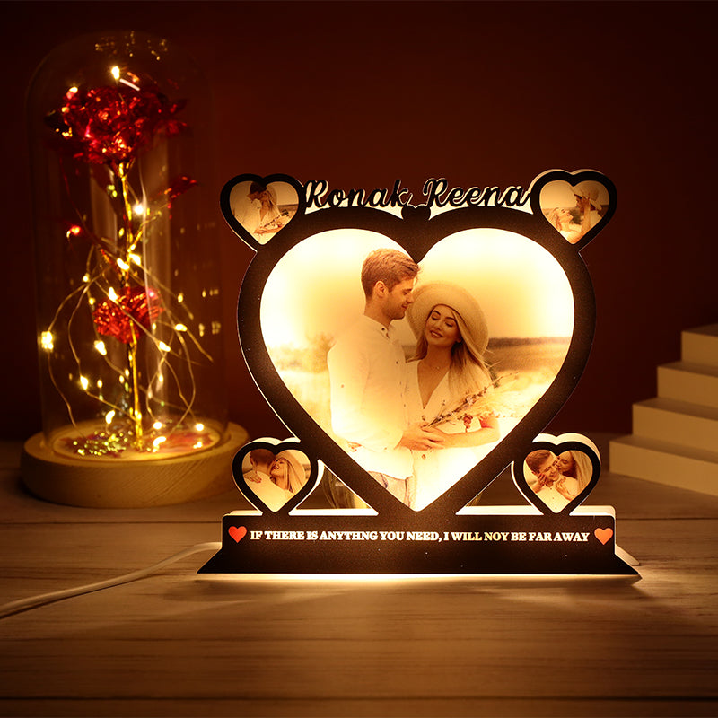 Custom Combination Heart Photo Night Light Gift For Girlfriend Boyfriend