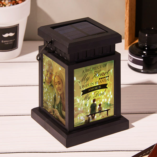 Lampada personalizzata per lanterna con foto, lampada da notte, lampada commemorativa, luce solare da giardino per la famiglia