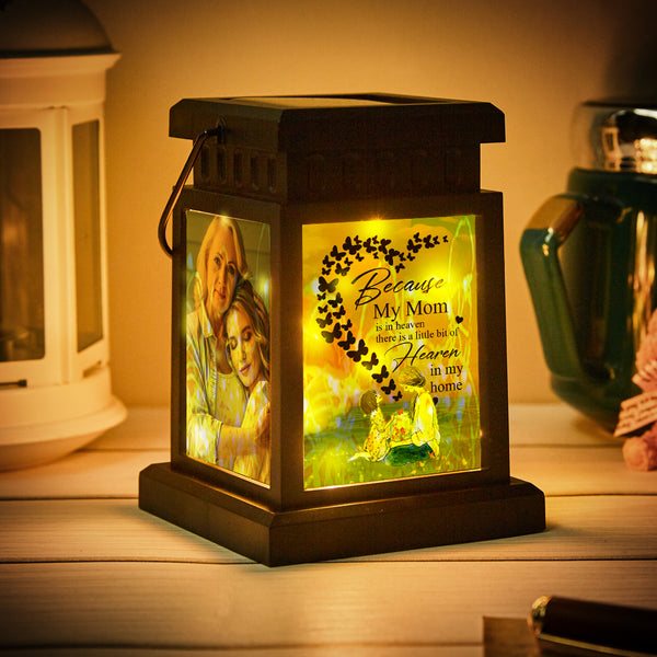 Lampada personalizzata per lanterna con foto, lampada da notte, lampada commemorativa, luce solare da giardino per la famiglia
