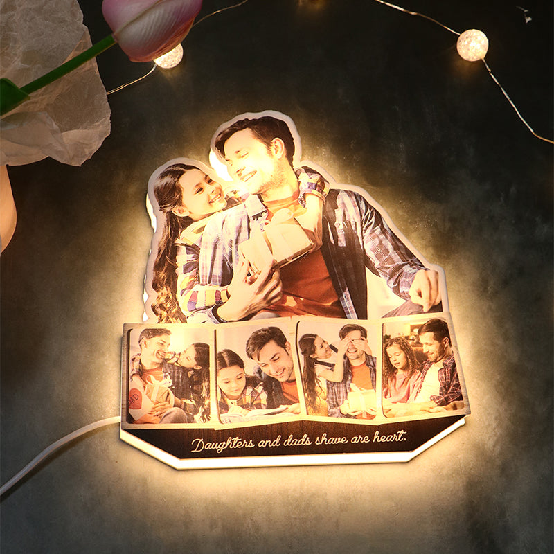 Regalo personalizzato con luce notturna per foto di famiglia per coppie di padri di famiglia e mamme