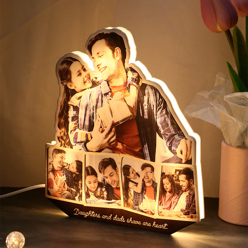 Regalo personalizzato con luce notturna per foto di famiglia per coppie di padri di famiglia e mamme