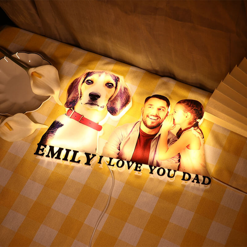 Custom Photo Acrylic Night Light Gift For Family Father Mom Couples