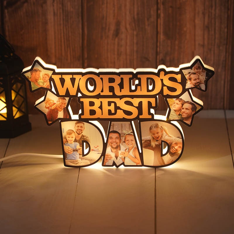 Personalized WORLD'S BEST DAD Photo Light For Dad Father's Day Gift