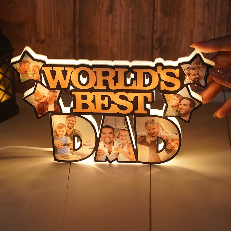 Personalized WORLD'S BEST DAD Photo Light For Dad Father's Day Gift