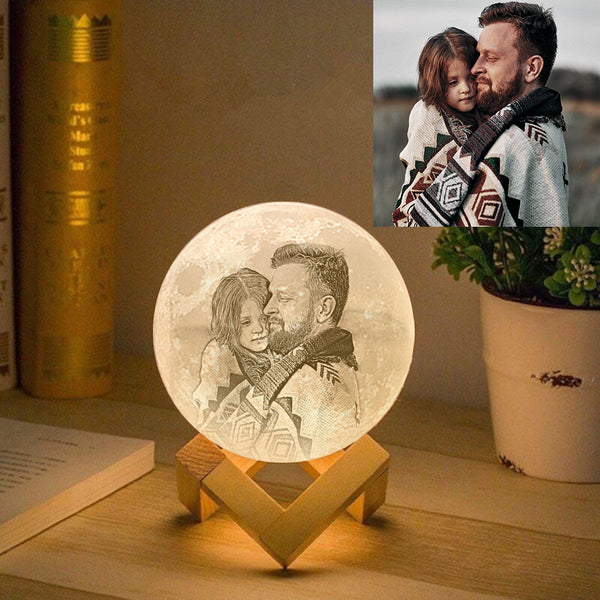 Photo Moon Lamp Personalized 3D Printed Picture Light Moon Painting Light Gifts for Dad