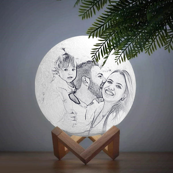Lampada lunare personalizzata con stampa 3D con foto di padre e figlia, regalo per papà
