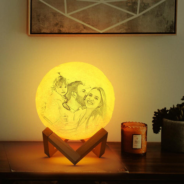 Lampada lunare personalizzata con stampa 3D con foto di padre e figlia, regalo per papà