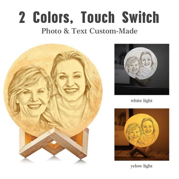 Personalized 3D Photo Moon Lamp with Touch Control for Family To My Dad Gift for dad