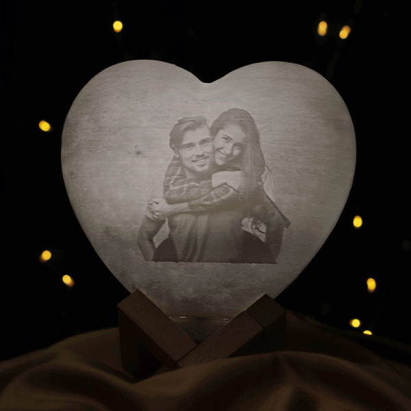 3D Printed Photo Heart Lamp Personalized Night Light Gift for Family