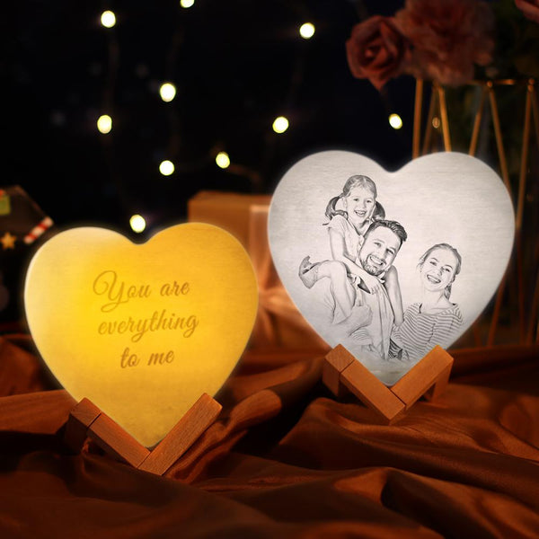 3D Printed Photo Heart Lamp Personalized Night Light Gift for Family