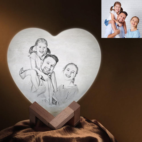 Lampada a cuore con foto stampata in 3D, luce notturna personalizzata, regalo per la famiglia
