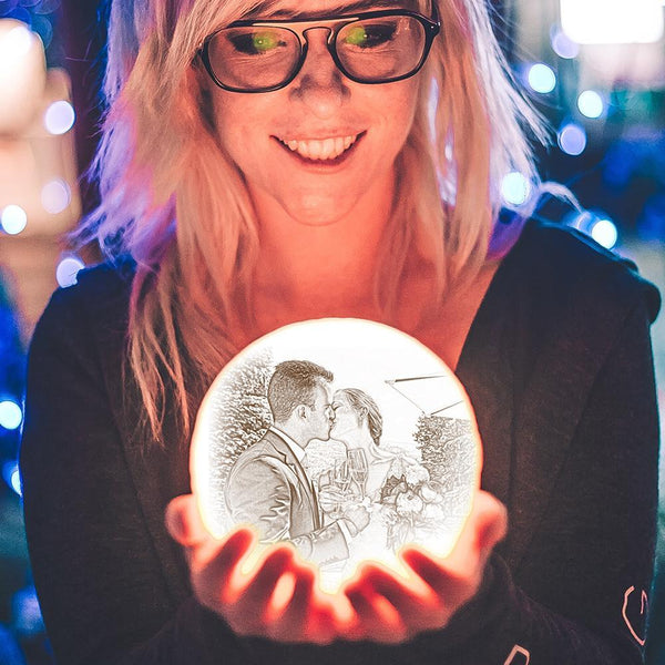 Lampada con foto lunare personalizzata stampata in 3D, regalo con lampada incisa per la famiglia