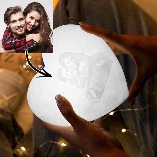 Anniversary Gift 3D Printed Photo Heart Night Light Gift for Girlfriend Boyfriend