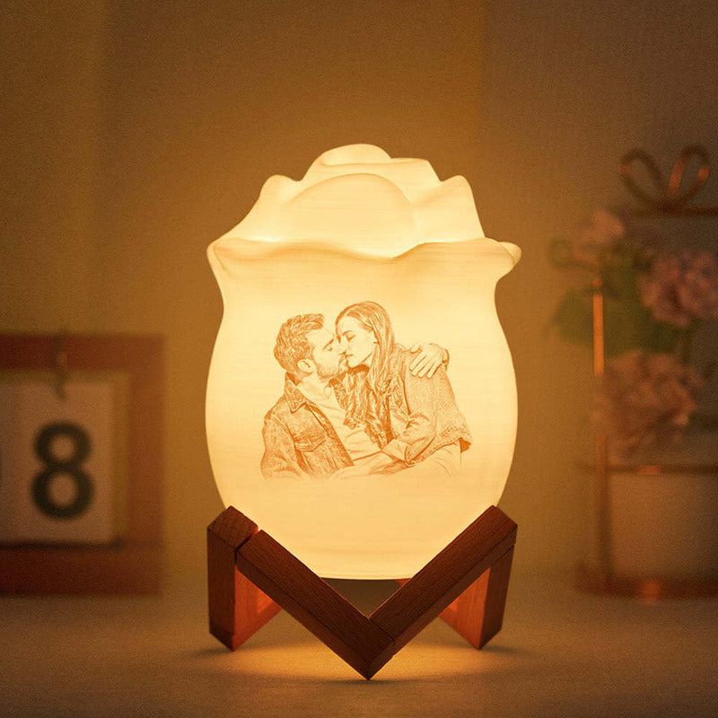 Custom Exclusive Photo Rose Night Light Personalized Name Best Gift for Boyfriend Girlfriend