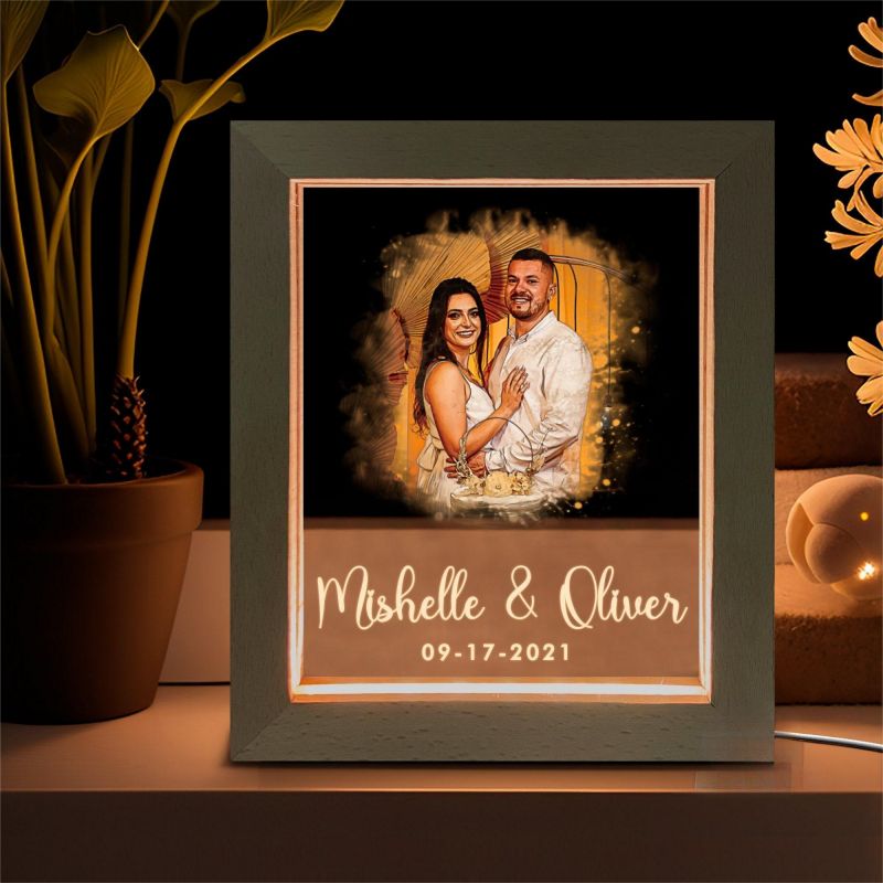 Personalized Couple Engagement Photo Bight Light Gift for Boyfriend Girlfriend