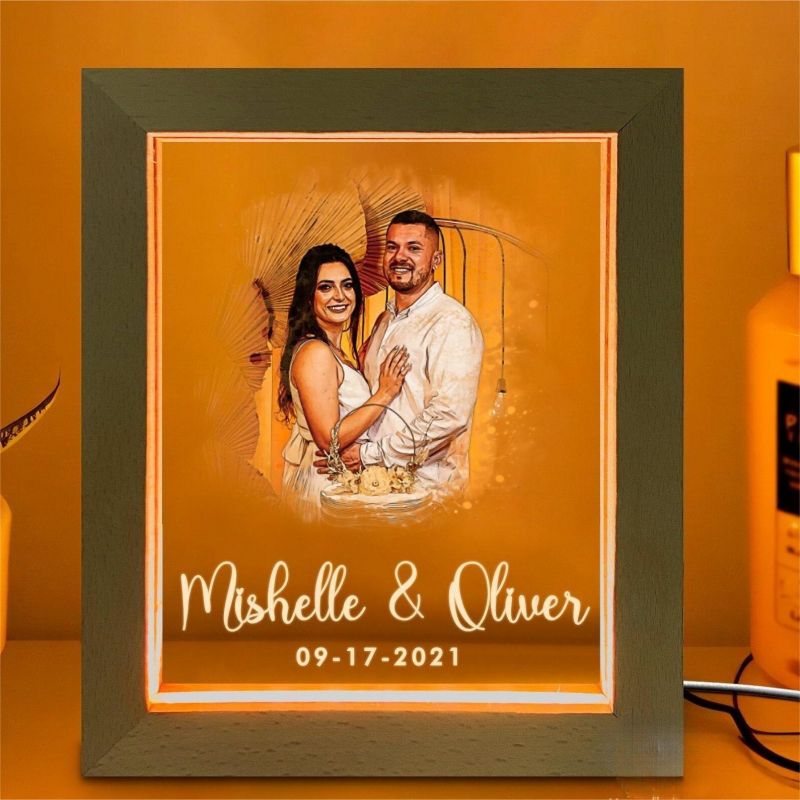 Personalized Couple Engagement Photo Bight Light Gift for Boyfriend Girlfriend