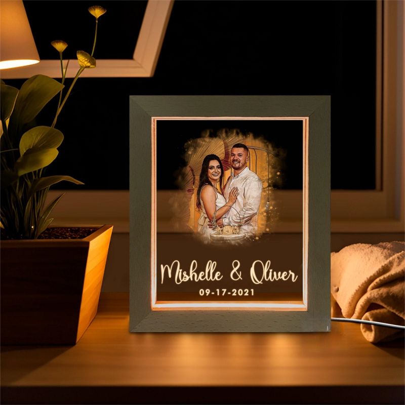 Personalized Couple Engagement Photo Bight Light Gift for Boyfriend Girlfriend