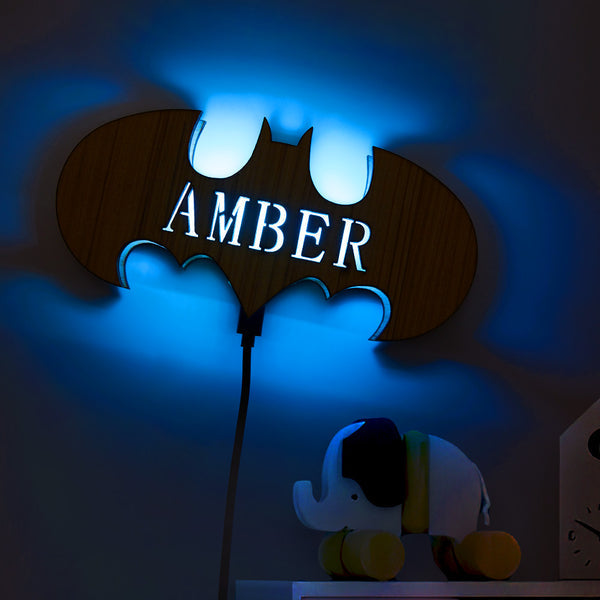 Personalized Butterfly Wooden Name Wall Light for Kidsroom Birthday Gift for Boys Kids Men