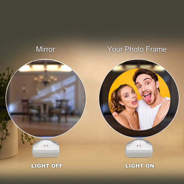 Personalized Couple Photo Night Lamp Two Ways Mirror and Night Light