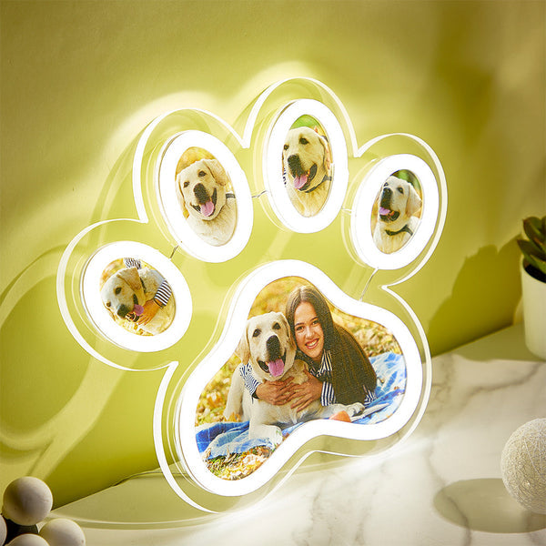 Custom Photo Pet Paw Neon Lamp Personalized Memorial Adjustable Brightness Night Light Gifts For Her