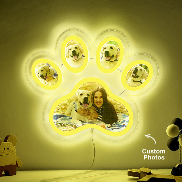 Custom Photo Pet Paw Neon Lamp Personalized Memorial Adjustable Brightness Night Light Gifts For Her