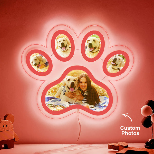 Custom Photo Pet Paw Neon Lamp Personalized Memorial Adjustable Brightness Night Light Gifts For Her