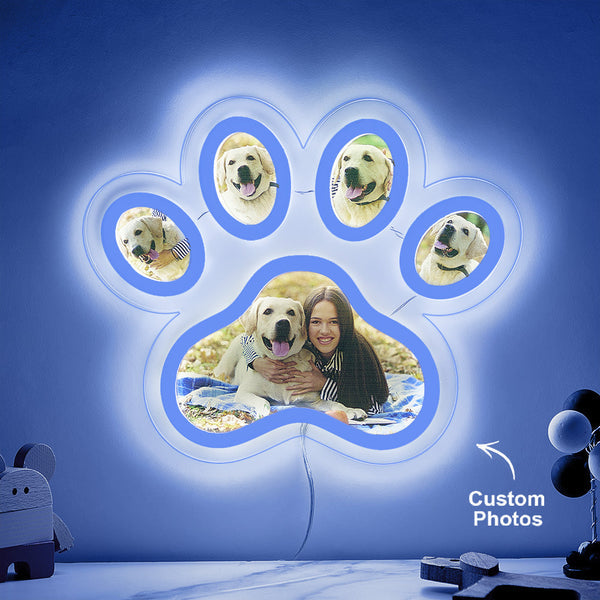 Custom Photo Pet Paw Neon Lamp Personalized Memorial Adjustable Brightness Night Light Gifts For Her