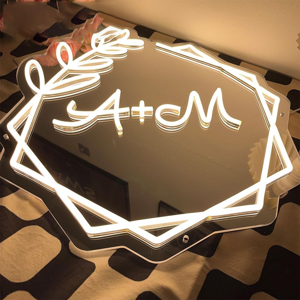 NEONIP-Personalized 100% Handmade Wedding Mirror Neon Light with Your Initial Letters