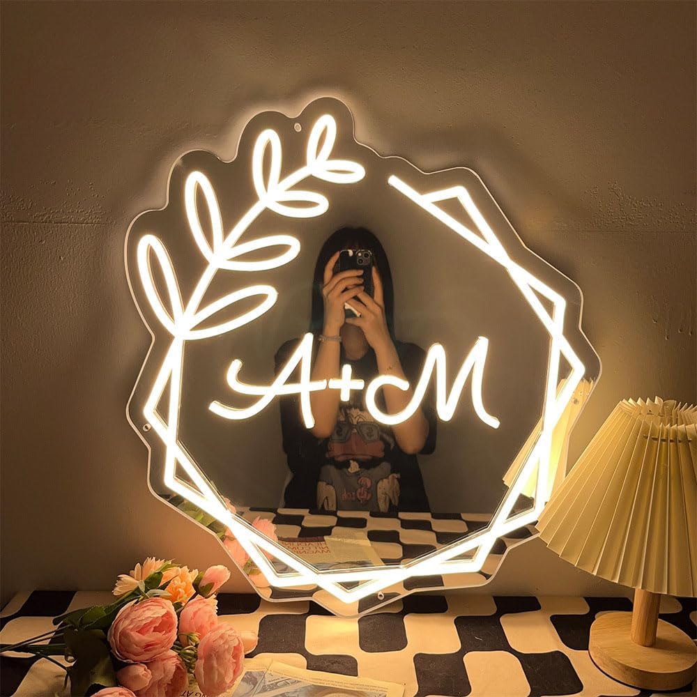 Luce al neon per specchio da matrimonio personalizzata NEONIP, fatta a mano al 100%, con le tue lettere iniziali