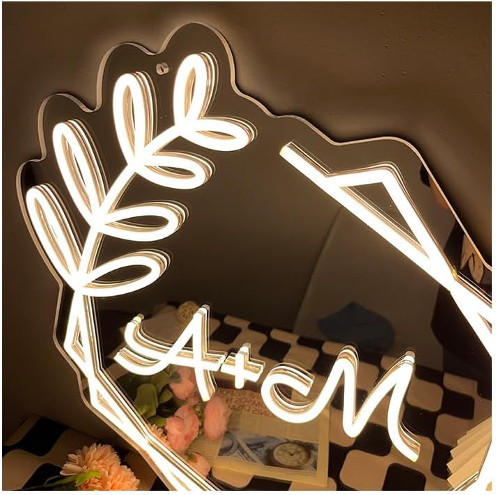NEONIP-Personalized 100% Handmade Wedding Mirror Neon Light with Your Initial Letters